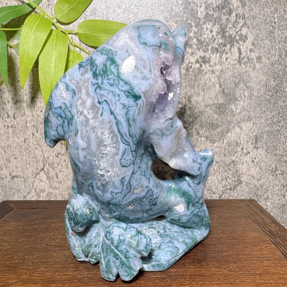 Green Moss Agate Dolphin-ToShay.org