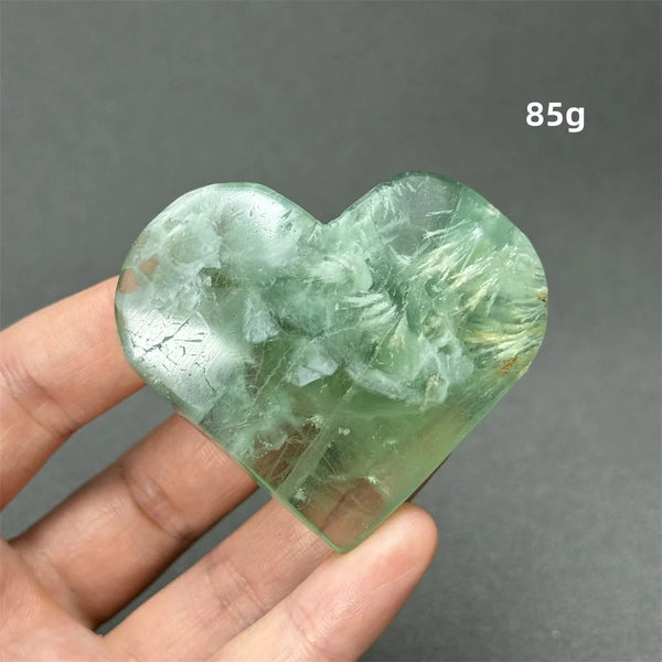 Green Feather Fluorite Heart-ToShay.org