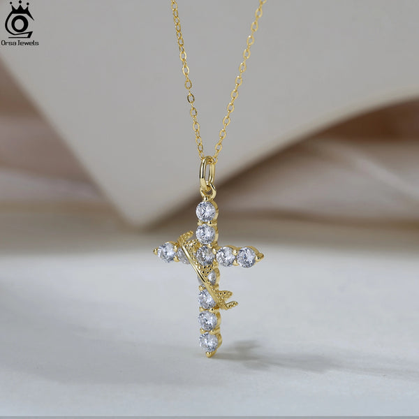 Silver Diamond Cross Pendant-ToShay.org