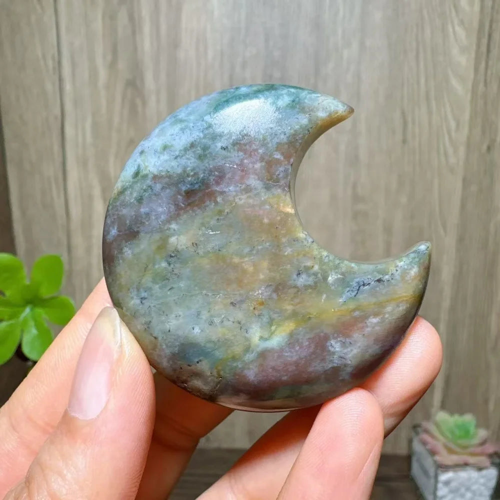 Green Moss Agate Moon-ToShay.org