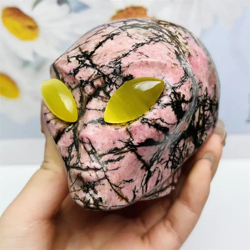 Pink Agate Alien Skull-ToShay.org