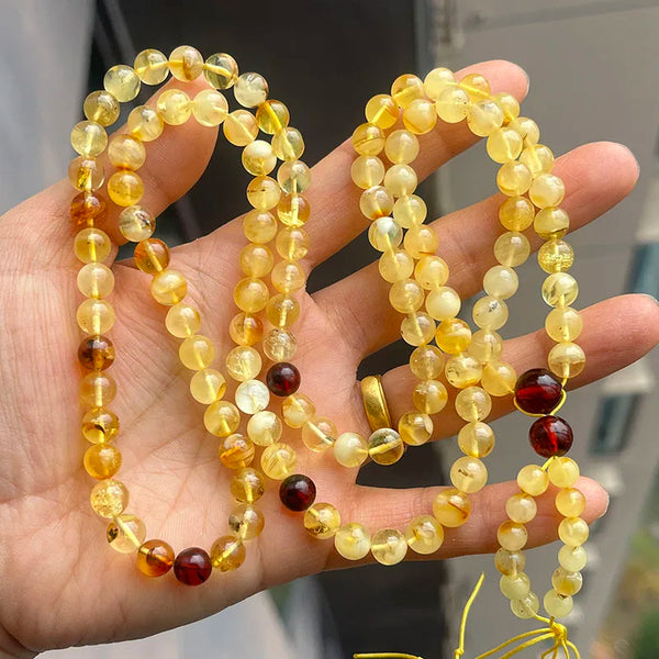 Yellow Amber Bead Necklace-ToShay.org