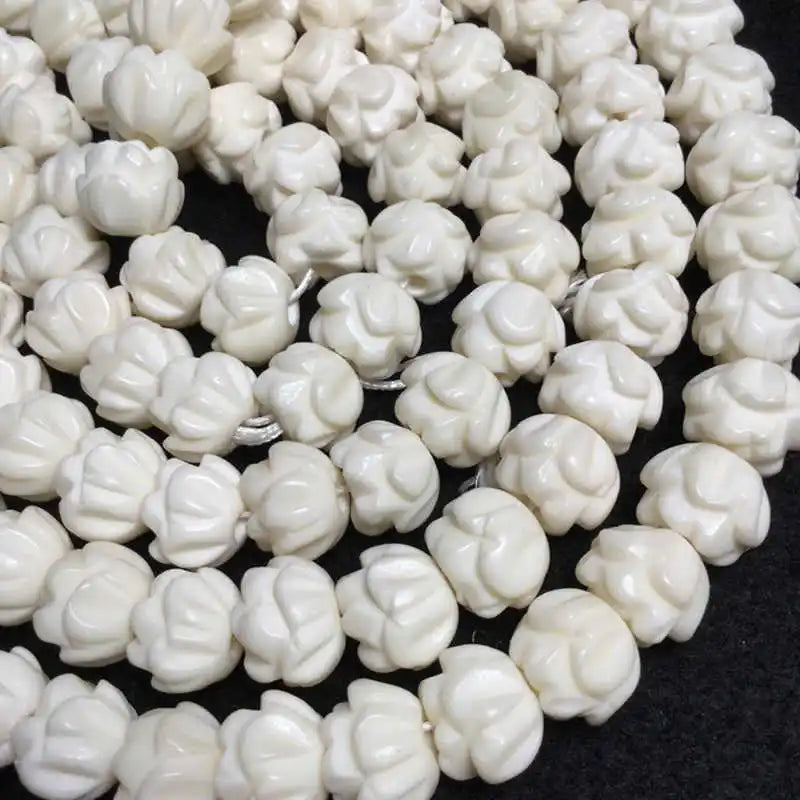 White Yak Bone Lotus Beads-ToShay.org