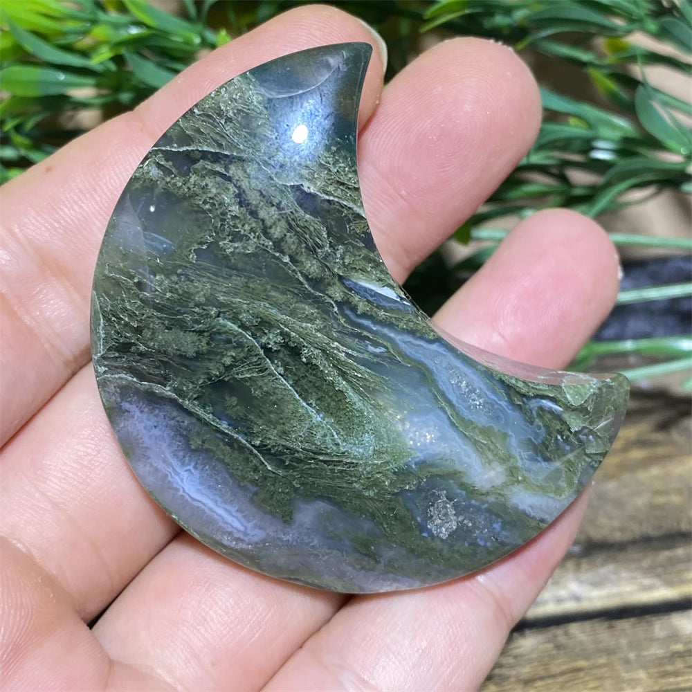 Green Moss Agate Moon-ToShay.org
