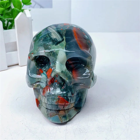 Green Blood Stone Agate Skull-ToShay.org