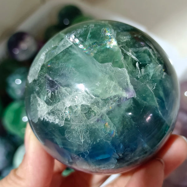 Green Feather Fluorite Ball-ToShay.org