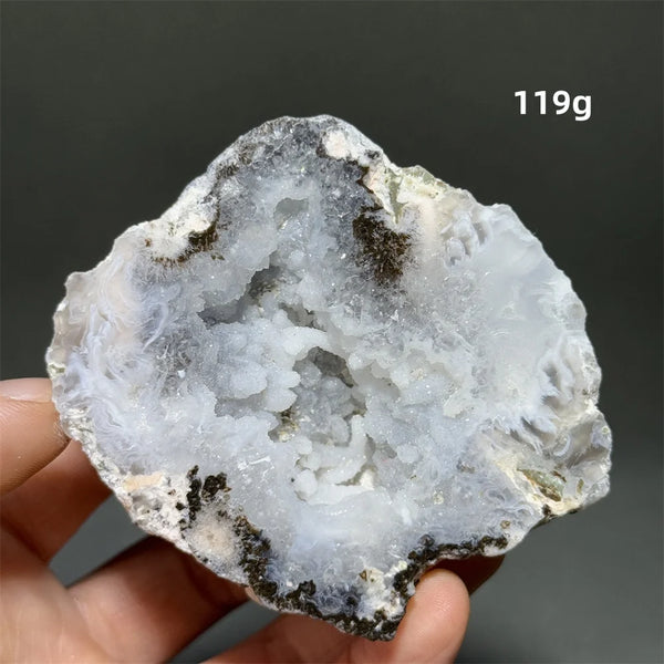 White Agate Crystal Cave Egg-ToShay.org
