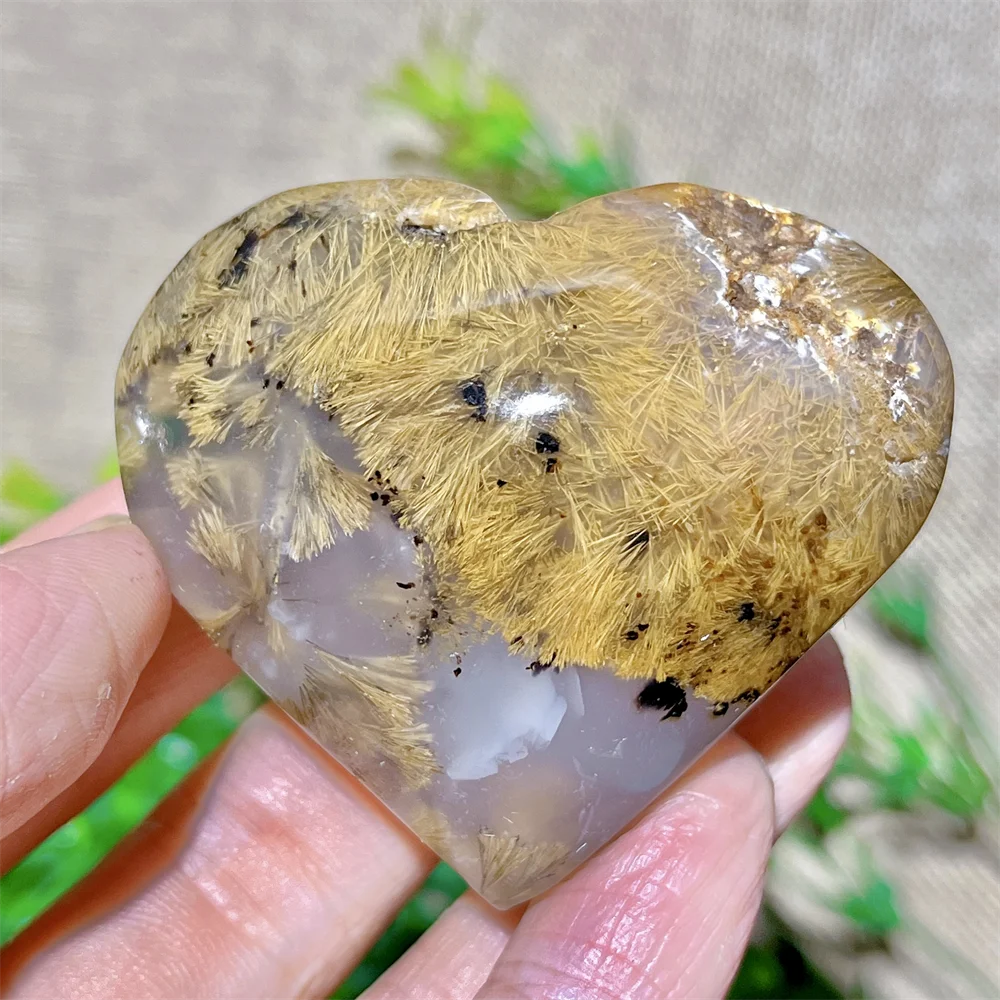 Yellow Hair Agate Heart-ToShay.org