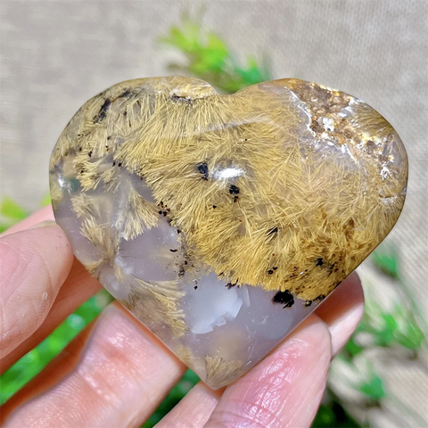 Yellow Hair Agate Heart-ToShay.org