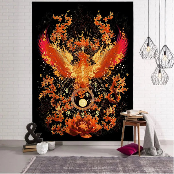 Flame Phoenix Art Tapestry-ToShay.org