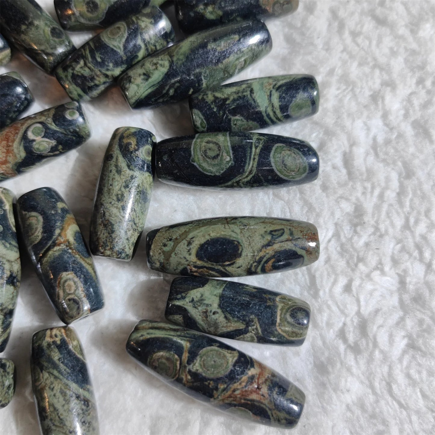 Green Ocean Agate Dzi Bead-ToShay.org