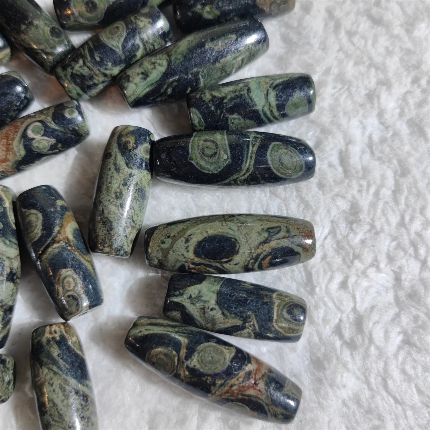Green Ocean Agate Dzi Bead-ToShay.org