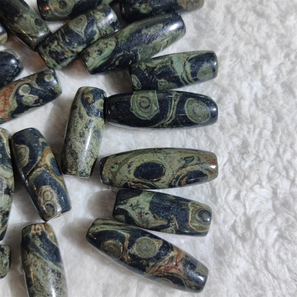 Green Ocean Agate Dzi Bead-ToShay.org