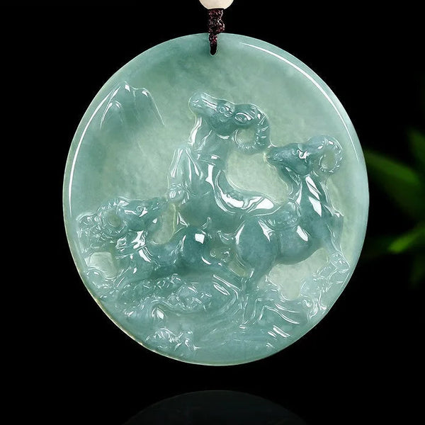 Green Jade Ram Pendant-ToShay.org