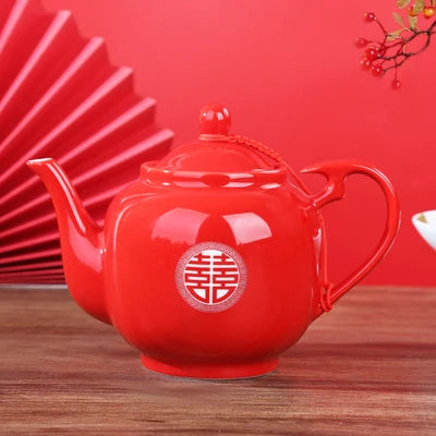 Red Porcelain Tea Set-ToShay.org