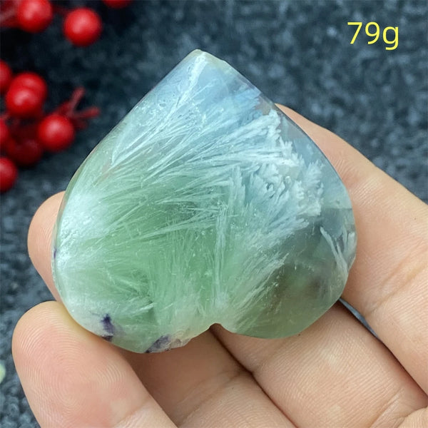 Green Feather Fluorite Heart-ToShay.org
