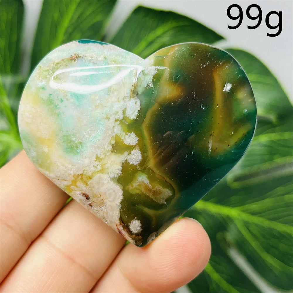 Green Flower Agate Heart-ToShay.org