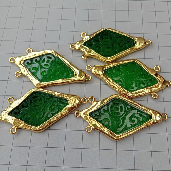 Green Jade Rhombus Charms-ToShay.org