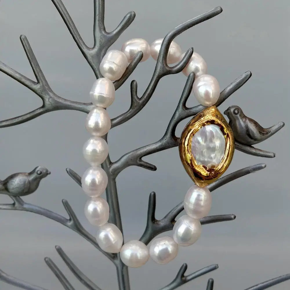 White Rice Pearl Bracelet-ToShay.org