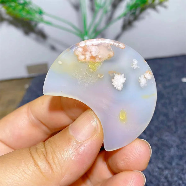 White Flower Agate Moon-ToShay.org