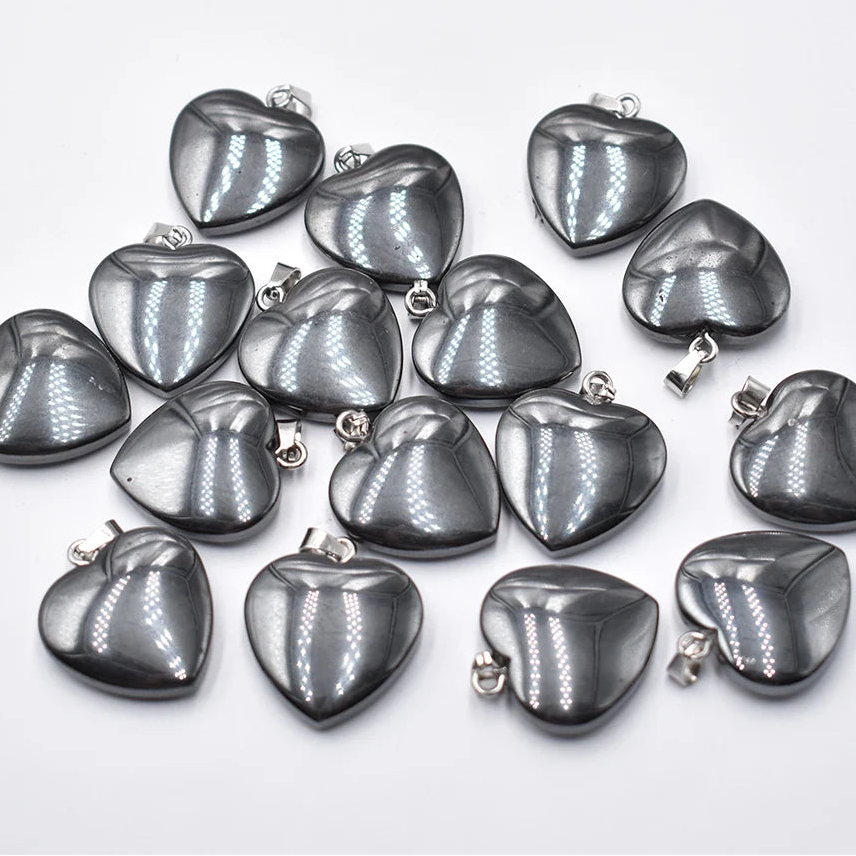 Silver Hematite Heart Pendants-ToShay.org