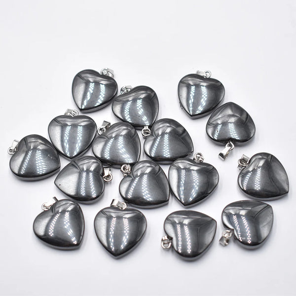 Silver Hematite Heart Pendants-ToShay.org