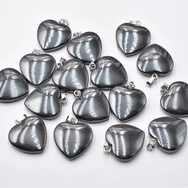 Silver Hematite Heart Pendants-ToShay.org