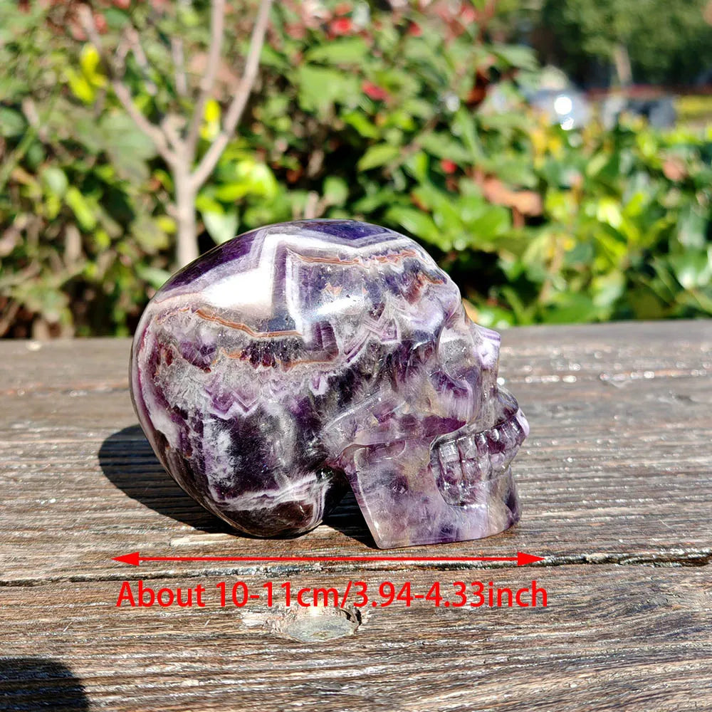 Dream Amethyst Skull Natural Crystal Large Skull Carving Statue Polished Stone Sculpture Reiki Carved Decor Ornament Fesival-ToShay.org