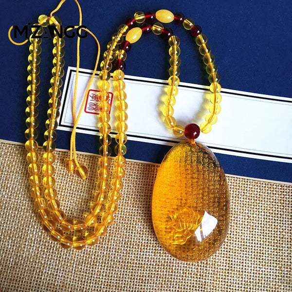Gold Amber Buddha Pendant-ToShay.org