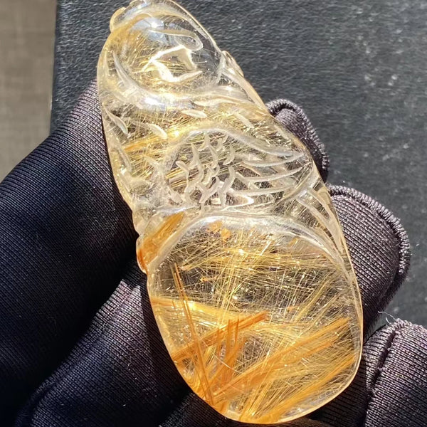 Gold Rutilated Quartz Pendant-ToShay.org