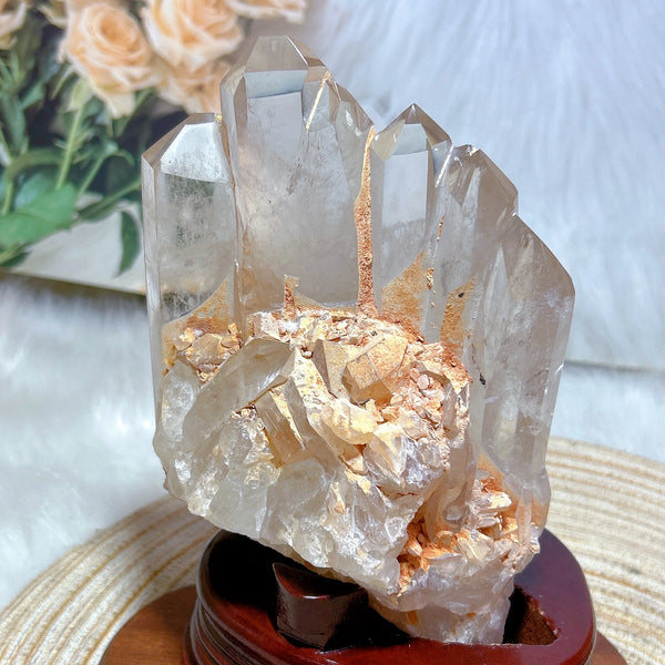 Clear Rainbow Quartz Cluster-ToShay.org