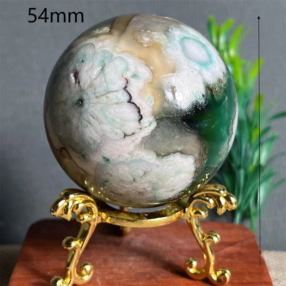 Green Purple Flower Agate Ball-ToShay.org