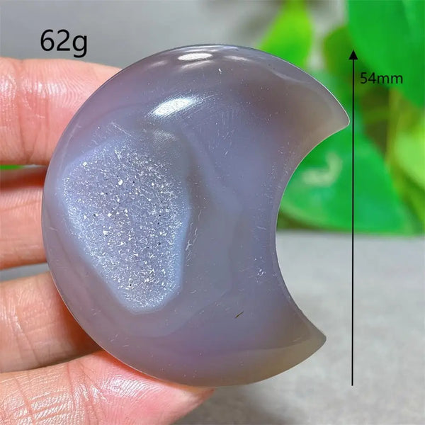 Grey Agate Silk Druzy Moon-ToShay.org