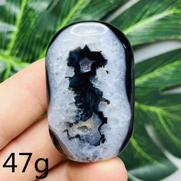 Black White Agate Palm Stone-ToShay.org