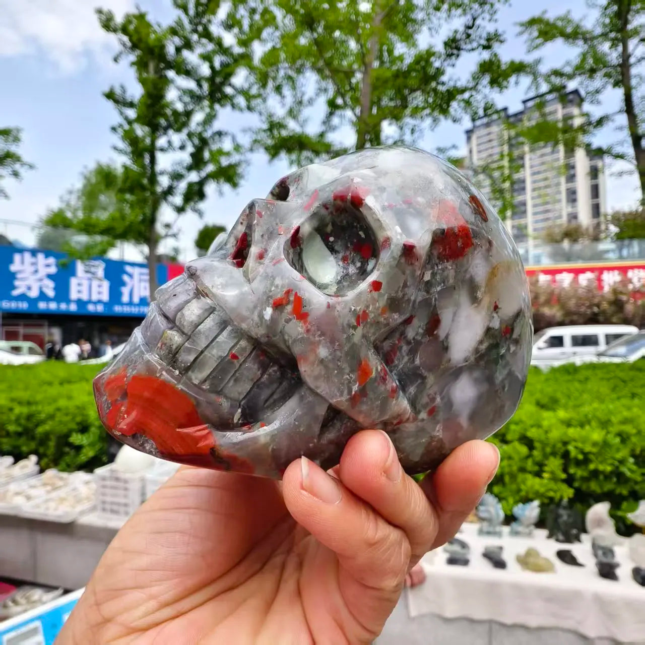 Green Dragons Blood Stone Skull-ToShay.org