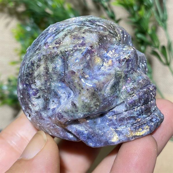 Purple Aura Sphalerite Skull-ToShay.org