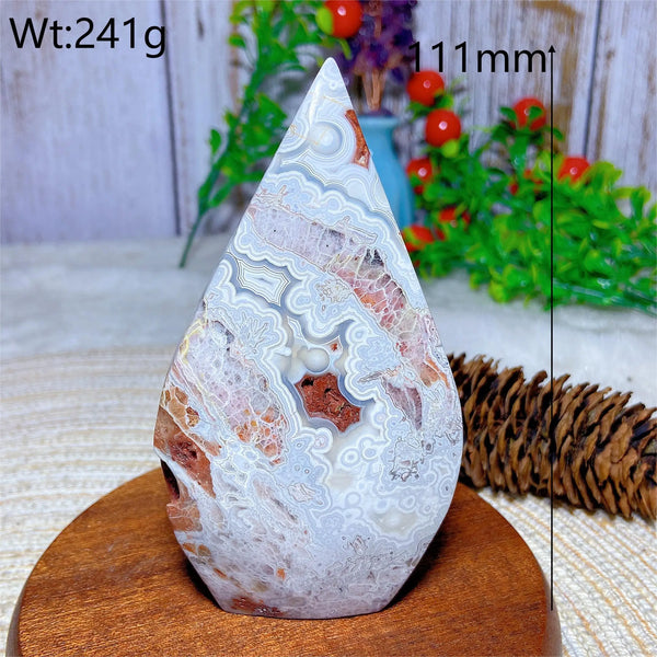Red White Agate Druzy Flame-ToShay.org