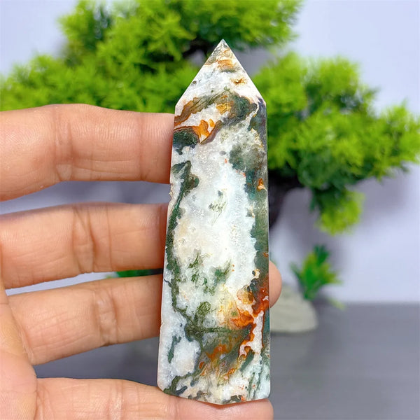 Red Green Moss Agate Point-ToShay.org