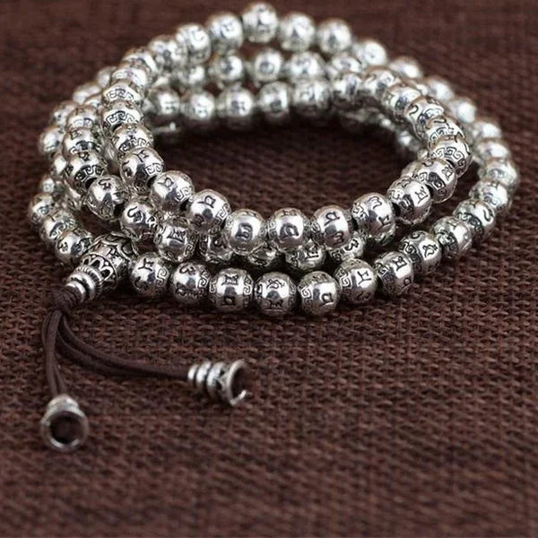Silver Six Words Mala Beads-ToShay.org
