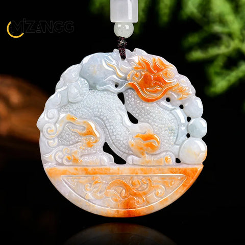 White Yellow Jadeite Dragon Pendant-ToShay.org