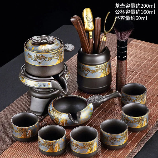 Black Ceramic Rotation Tea Sets-ToShay.org