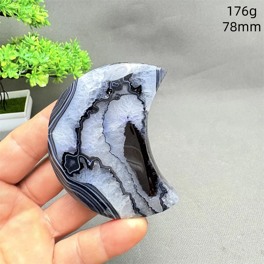 Black Agate Crescent Moon-ToShay.org