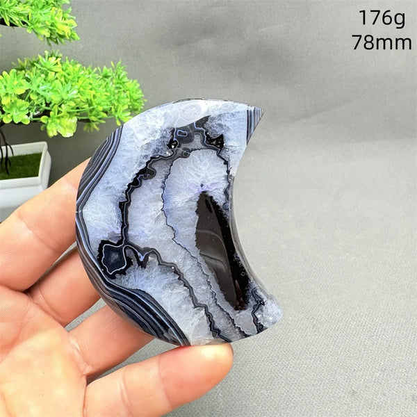 Black Agate Crescent Moon-ToShay.org
