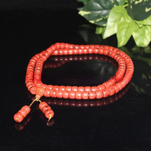 Red Glass Snow Barrel Beads-ToShay.org