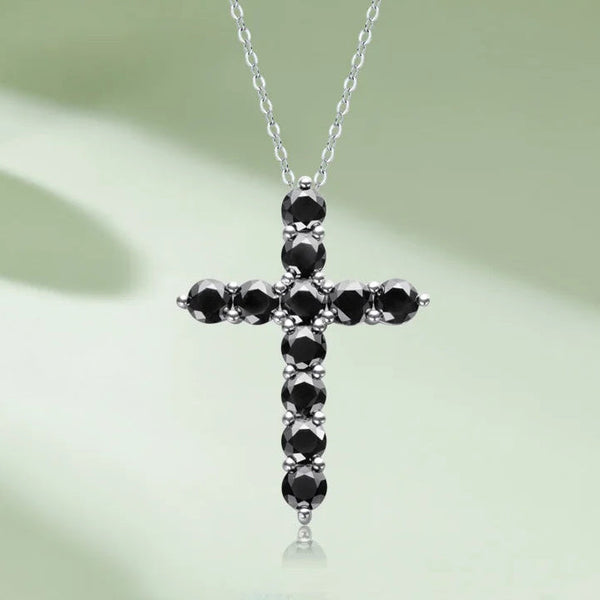 Silver Black Cross Necklace-ToShay.org