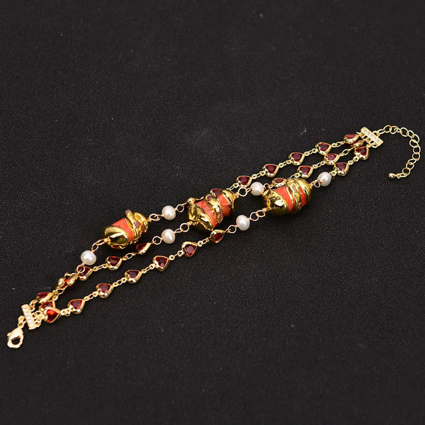 Orange Coral Pearl Bracelet-ToShay.org