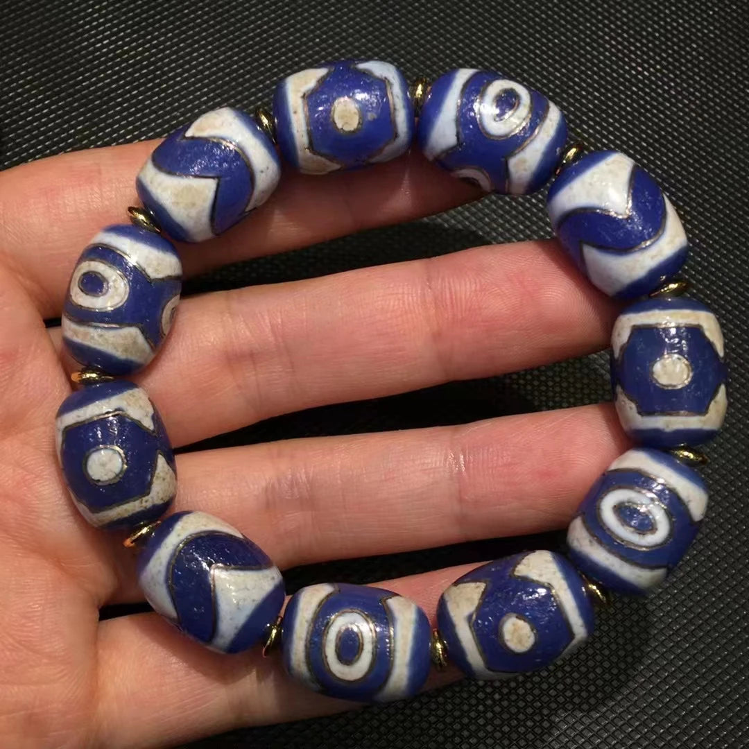 Blue Duobao Dzi Bracelet-ToShay.org