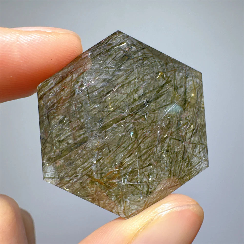 Green Tourmaline Rutile Hexagon-ToShay.org