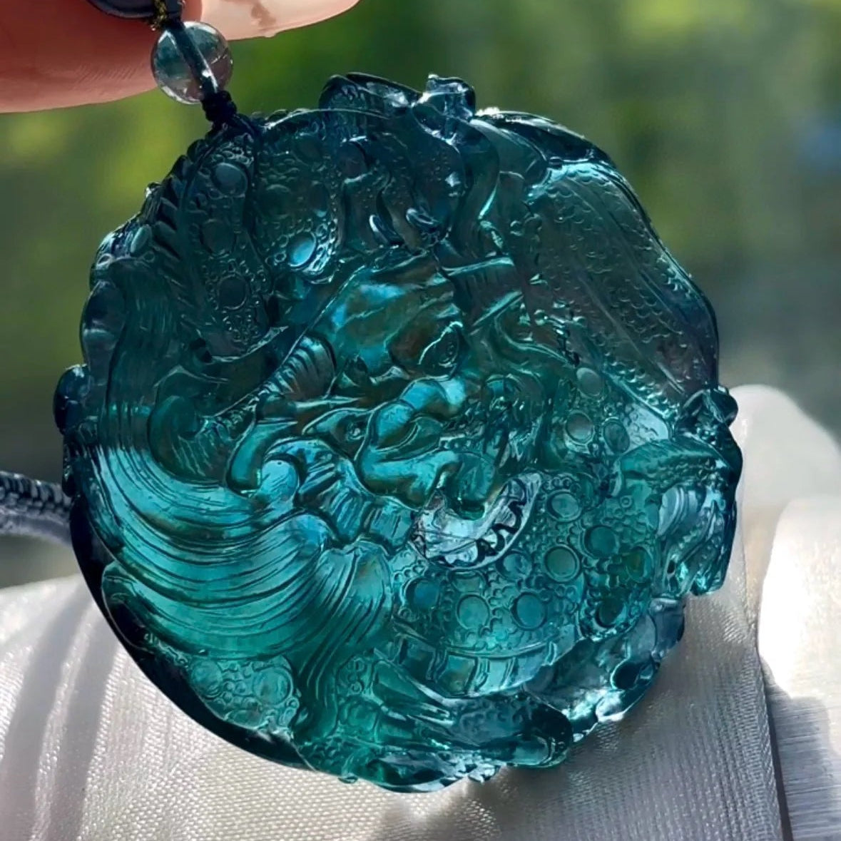 Blue Aquamarine Dragon Pendant-ToShay.org