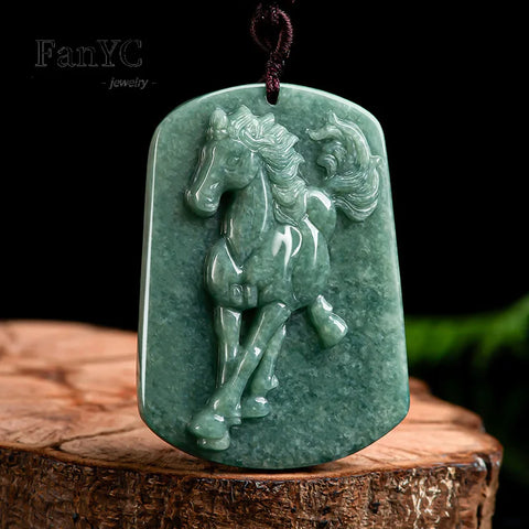 Green Jadeite Horse Pendant-ToShay.org